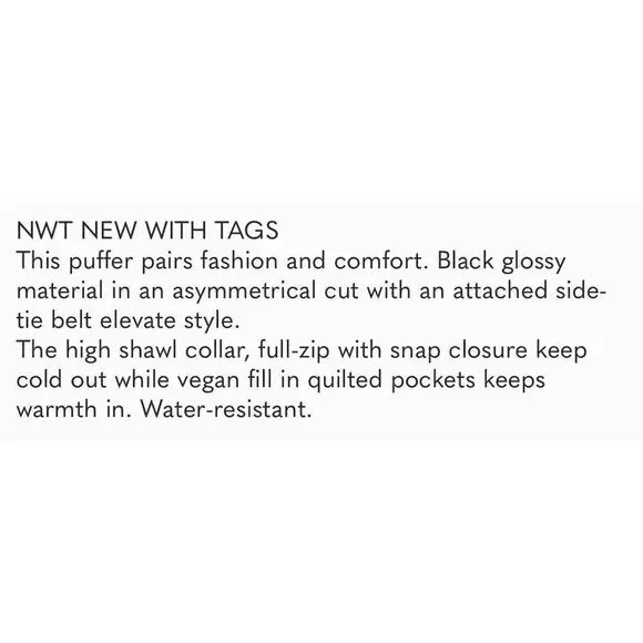 UNIVERSAL STANDARD | blue black kanda asymmetrical puffer coat S NWT $248 - Picture 16 of 16